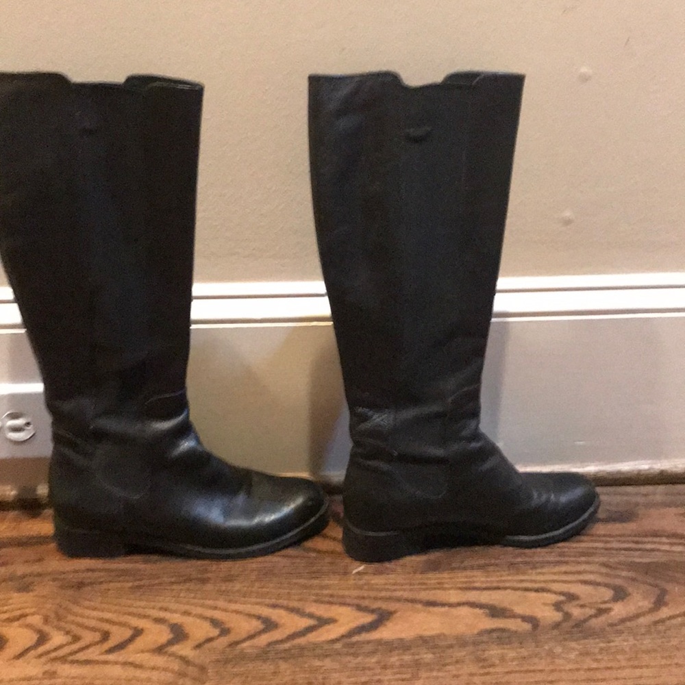 Cole Haan black leather & elastic knee-high boots